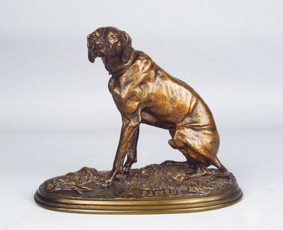 null Pierre Jules MENE (1810-1879)
Chien au lièvre.
Epreuve en bronze à patine brun...