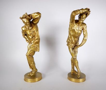 null Jacques GAUTIER et F. LINKE
Pierrot et Arlequin.
Deux épreuves en bronze doré....