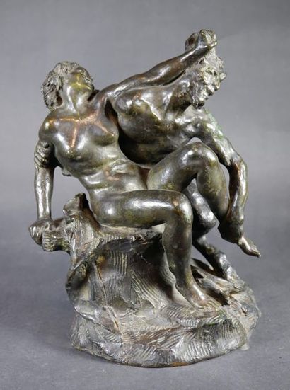 null J. A. BARRAUD (XIXe siècle)
Satyre et jeune femme.
Epreuve en bronze à patine...