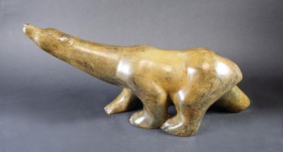 null Pierre CHENET (XX-XXIe siècles)
Ours polaire.
Epreuve en bronze à patine brun...