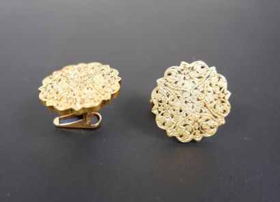 null Paire de boutons de manchette de forme contournée en or jaune 18K (750°/°°)...