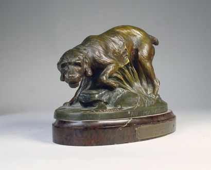 null Louis-Albert CARVIN (1875-1951) 
«Au marais». 
Epreuve en bronze à patine brun...
