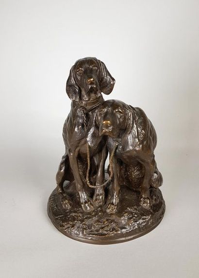 null Emmanuel FREMIET (1824-1916)
Chiens limiers.
Epreuve en bronze à patine brun...