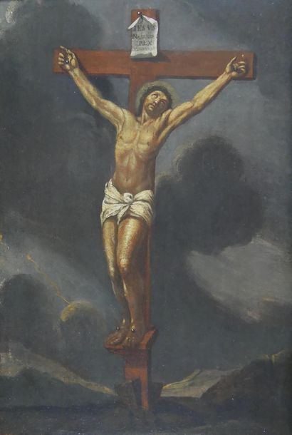 null Ecole du XIXe siècle
Le Christ en croix.
Huile sur toile. 
45 x 31 cm