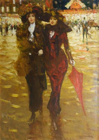 null Victor GUERRIER (1893-1968)
Les amies au Moulin Rouge.
Huile sur toile signée...