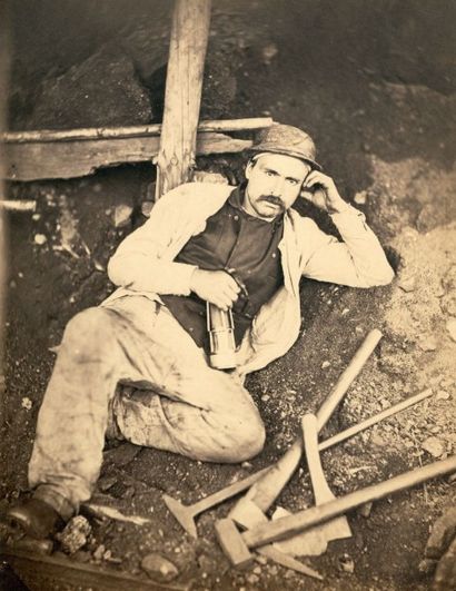 Photographe non identifié Mineur au repos Vers 1860 Épreuve sur papier albuminé d'après...