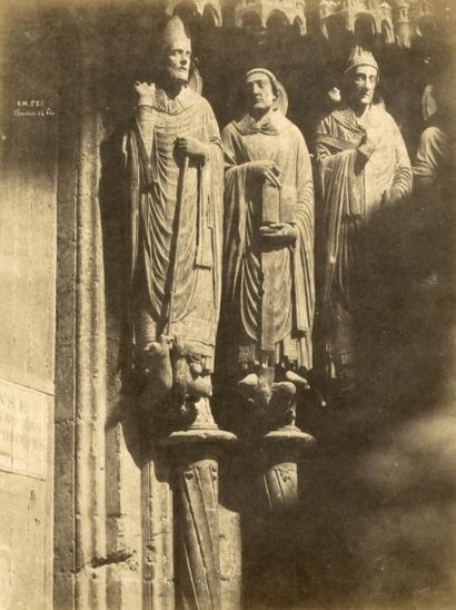 Émile PECARRERE (Pau 1816-Gelos 1904) Chartres 14 bis. Cathédrale Notre-Dame, porche...
