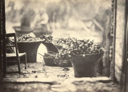 Edmond LEBEL (Amiens 1834-1908) San-Geminiano, paniers de fruits sur le seuil d'une...