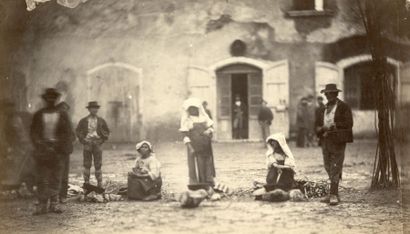 Edmond LEBEL (Amiens 1834-1908) Paysans faisant griller des châtaignes à San-Geminiano...