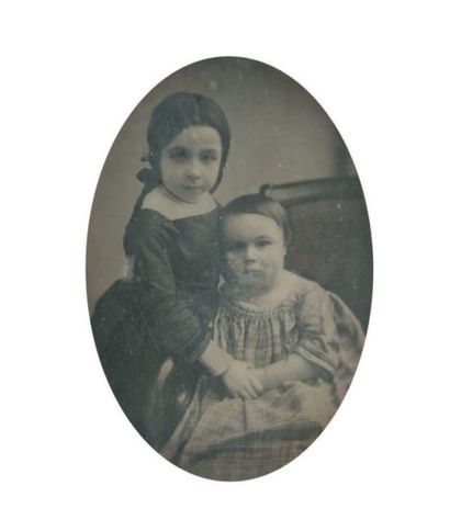 Photographe non identifié Deux jeunes enfants Daguerréotype quart-de-plaque 1851...