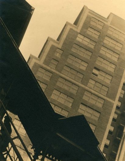 Sherril SCHELL (1877-1964) Elevated Entrance of Skyscraper 9th Avenue New York Vers...