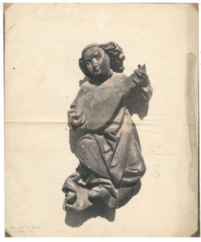 Auguste SALZMANN (Ribeauvillé 1824-Paris 1872) Isenheim Ange en bois sculpté Vers...