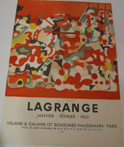LAGRANGE Jacques, 1917-1995 Galerie Villand et Galanis, Paris, 1963, Lithographie...