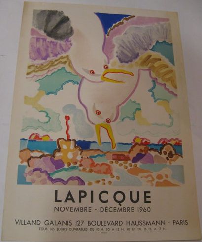 LAPICQUE Charles, 1898-1988 Galerie Villand Galanis, Paris, 1960, Lithographie Mourlot,...