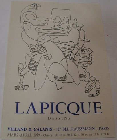LAPICQUE Charles , 1898-1988 Dessins, Galerie Villand Galanis, Paris, 1959, Lithographie...