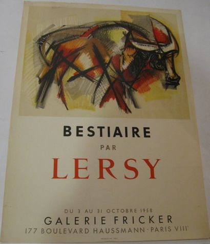 LERSY Roger , né en 1920 Bestiaire, Galerie Fricker, Paris, 1958, Lithographie Mourlot,...