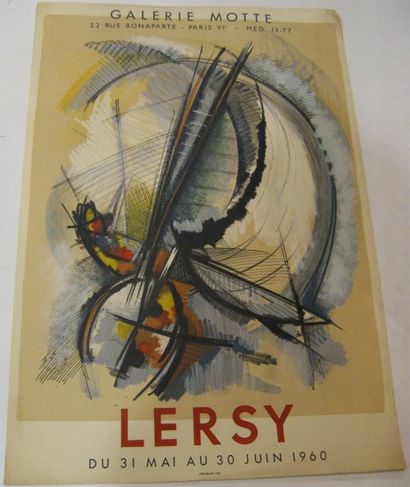 LERSY Roger , né en 1920, Galerie Motte, Paris, 1960, Lithographie Mourlot Imprimeur,...