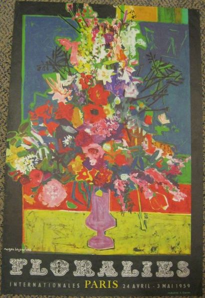 BEZOMBES Roger, 1913-1994 Floralies Internatinales,Paris, 1959, 600 x 399 mm. Etat...