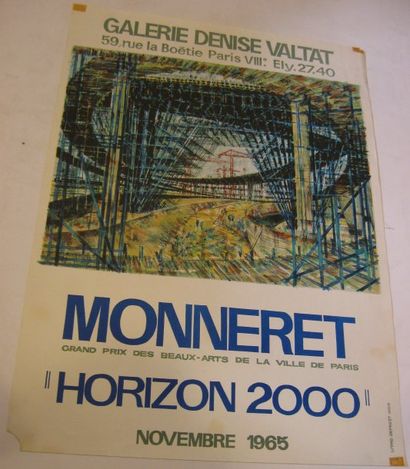 MONNERET Jean, Né en 1922 Horizon 2000, Galerie Denise Valtat, 1965, lithographie...