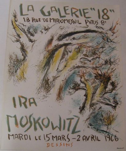 MOSKOWITZ Ira , 1912-2001 La Galerie 18, Paris, 1966, Lithographie originale , Mourlot...