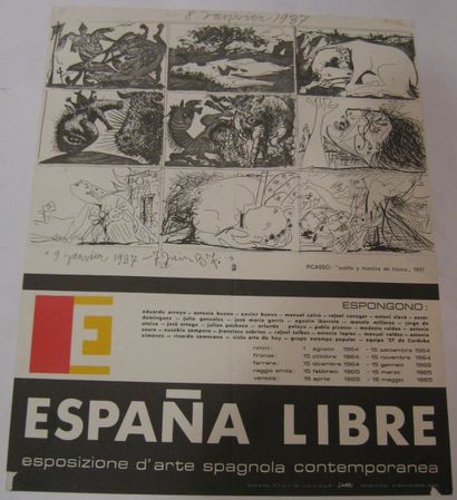 PICASSO Pablo , 1881-1973 Espana Libre, exposition itinérante en Italie, 1964-1965,...