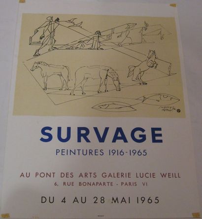 SURVAGE Léopold, 1879-1968 Au Pont des Arts, Galerie Lucie Weill, Paris, 1965, Lithographie...