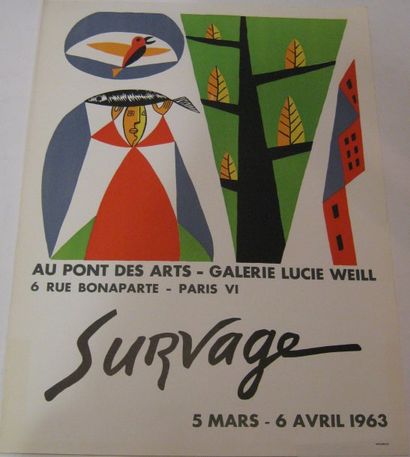 SURVAGE Léopold, 1879-1968 Au Pont des Arts, Galerie Lucie Weill, Paris, 1963, Lithographie...