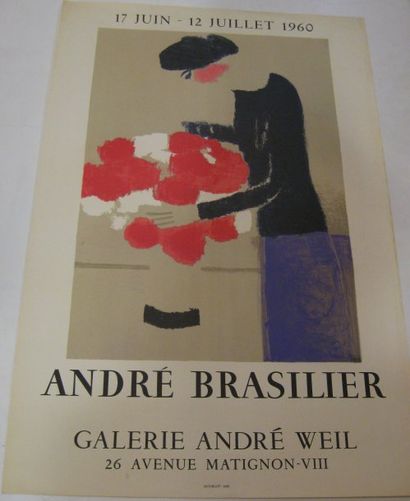 BRASILIER André, Né en 1929 Galerie André Weil , Paris 1960, Lithographie Mourlot...