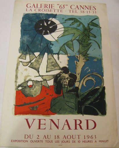 VENARD Claude, 1913-1999 Galerie 65, Cannes 1963, Lithographie Mourlot Imprimeur,...