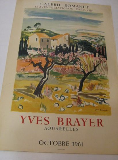 BRAYER Yves, 1907-1990 Brayer , Galerie Romanet, Provence, Aquarelles 1961, Lithographie...