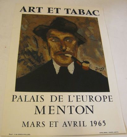 DERAIN André, 1880-1954 Art et tabac, Menton, 1965, Lithographie Atelier Paris Arts,...