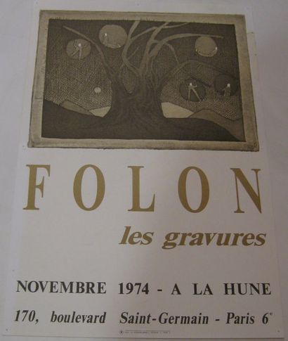 FOLON Jean-Michel , 1934-2005 Folon les gravures, A La Hune, Paris 1974, 559 x 382...