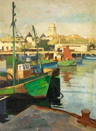 null Raymond TELLIER (1897-1985)
"Port de pêche"
Huile sur panneau signée en bas...