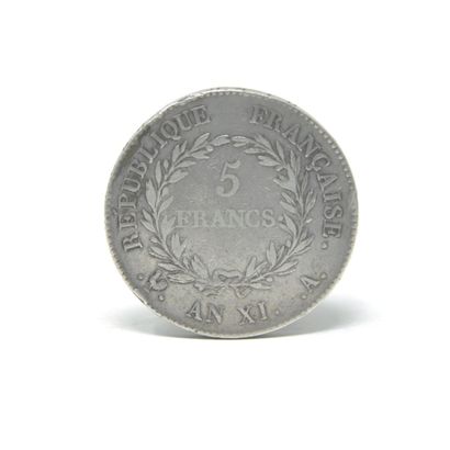 null Monnaie, Consulat (1799-1804). 
Bonaparte Premier Consul. 
Pièce de 5 Francs...