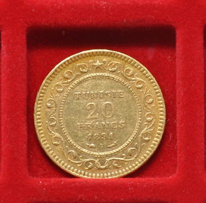null Une pièce de 20 francs or Bey Ali, Tunisie Protectorat Français.
Année: 1891...