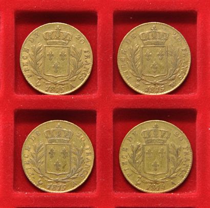 null 4 pièces de 20 Francs or Louis XVIII Roi de France, buste habillé.
Années: 1814...