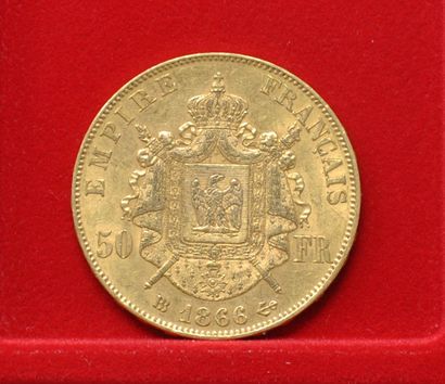 null Une piéce de 50 francs or Napoleon III, Tête laurée.
1866, Atelier BB