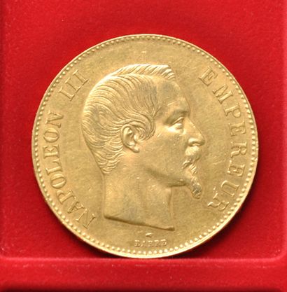 null Une piéce de 100 francs or Napoleon III, Tête nue.
1858, Atelier A