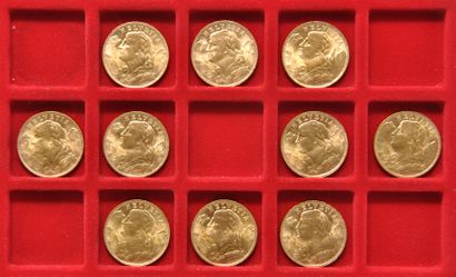 null 10 pièces en or de 20 Francs Suisse "Vreneli"
Années: 1947 (x10)