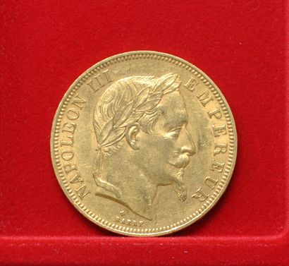 null Une piéce de 50 francs or Napoleon III, Tête laurée.
1866, Atelier BB