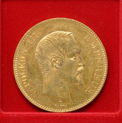 null Une piéce de 100 francs or Napoleon III, Tête nue.
1857, Atelier A