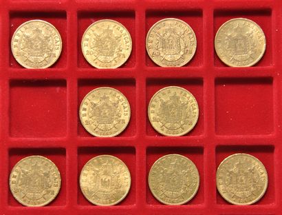 null 10 pièces de 20 francs or Napoléon III tête laurée.
Années: 1866 A (x1), 1866...