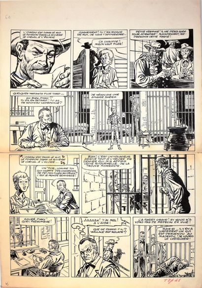 null Fred Funcken - Planche originale Doc Silver - Planche n° 6 parue dans Tintin...