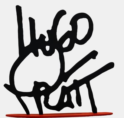 null Hugo PRATT (1927 - 1995). 
Silhouette signature.
 Métal. H: 16 cm.
 Edition...