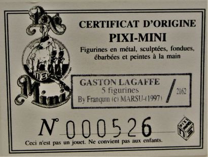 null FRANQUIN
"Gaston Lagaffe, 5 figurines"
Pixi Mini, ref 2162. 1997
Boite et c...