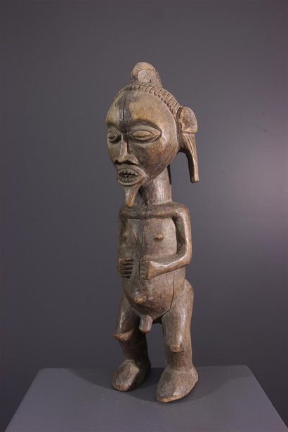 null Mbala male figure, DRC ex Zaire
Carved from light-colored wood with a velvety...