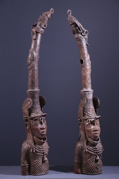 null Pair of Benin Bronze altar heads, Nigeria
These altar heads, created using the...