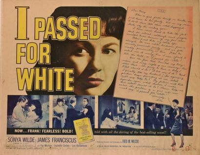 Fred M. Wilcox I passed for white. Affiche américaine de film. H: 56 cm x L: 71 cm....
