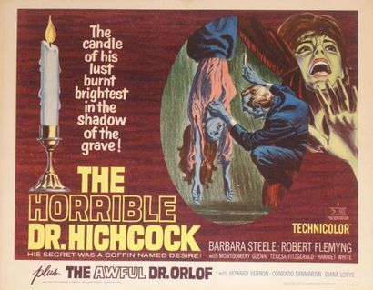 Riccardo Freda The horrible Dr. Hichcock. Affiche américaine de film. H: 56 cm x...