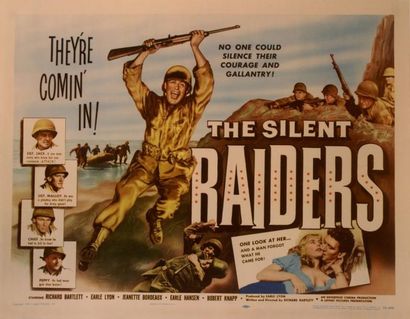 Richard Bartlett The silent raiders. Affiche américaine de film. H: 56 cm x L: 71...